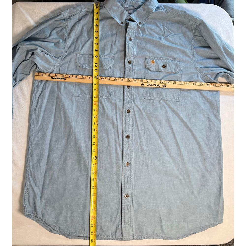 Carhartt Chambray Relaxed Fit Midweight Long Sleeve Shirt Size 2XL TALL Cotton - Picture 10 of 10